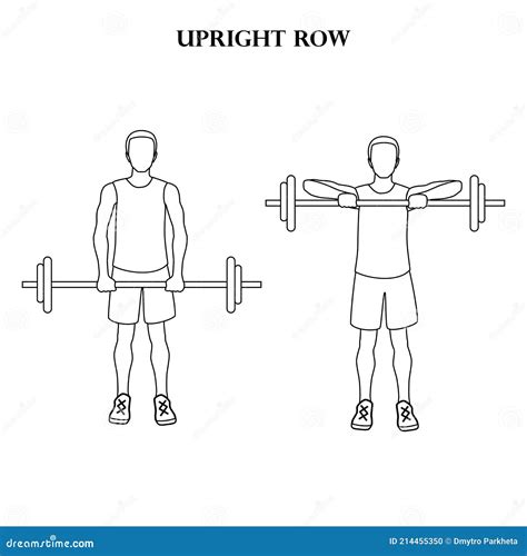 Upright Row Workout Exercise Vector Illustration Outline