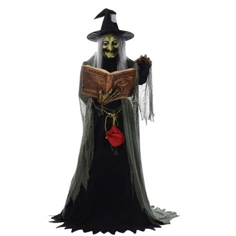 5 Animated Spell Casting Witch With Lights And Sound Halloween Decoration