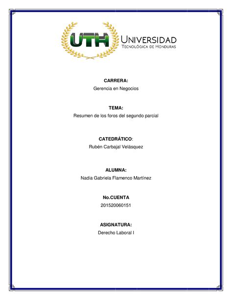 Tarea Resumen Foros Segundo Parcial CARRERA Gerencia En Negocios