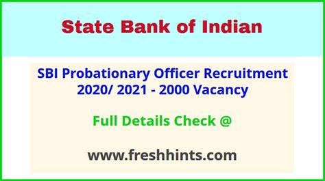 Sbi Probationary Officer Bharti 2020 Freshhintscom