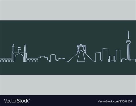 Tehran single line skyline Royalty Free Vector Image