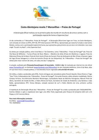 Costa Alentejana Revela 7 Maravilhas Praias De Portugal PDF