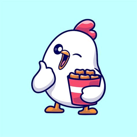 Premium Vector | Cute Chicken Eating Chicken Nuggets Cartoon Vector ...