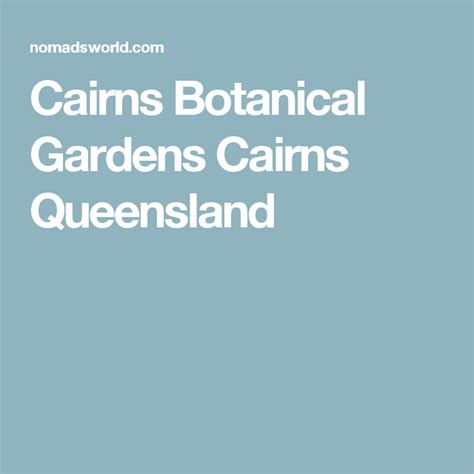 Cairns Botanical Gardens Cairns Queensland Cairns Queensland, Native ...