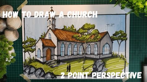 draw  church  point perspective  menggambar gereja