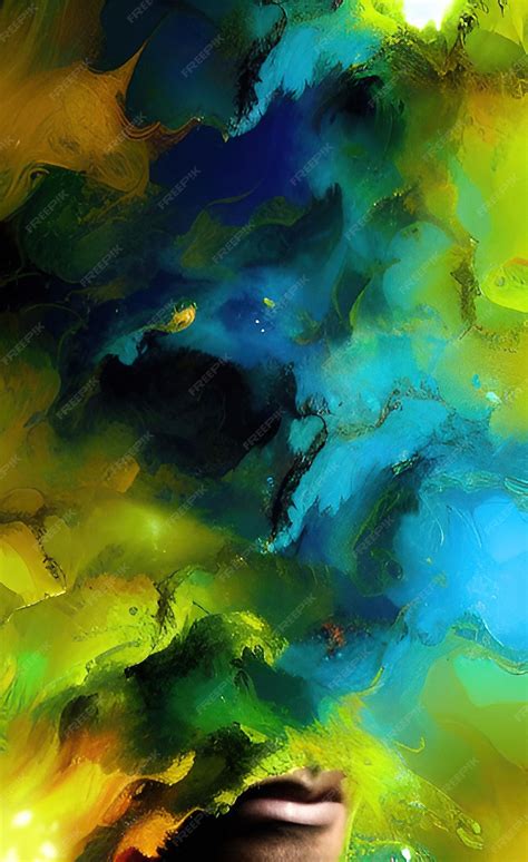 Premium AI Image | A colorful abstract painting of a blue and yellow ...