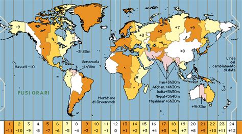 Tavola Con I Fusi Orari Del Mondo