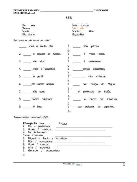 Exercícios Em Espanhol - Exercícios de Espanhol A1 - A2 | PDF | Equador | Chile