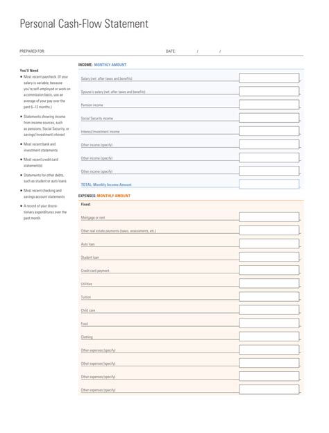 Personal Cash-Flow Statement Template - Fill Out, Sign Online and ...