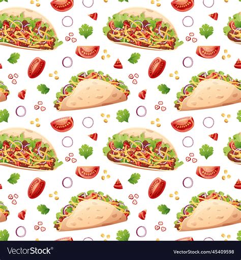 Seamless Pattern With Tacos Texture Royalty Free Vector