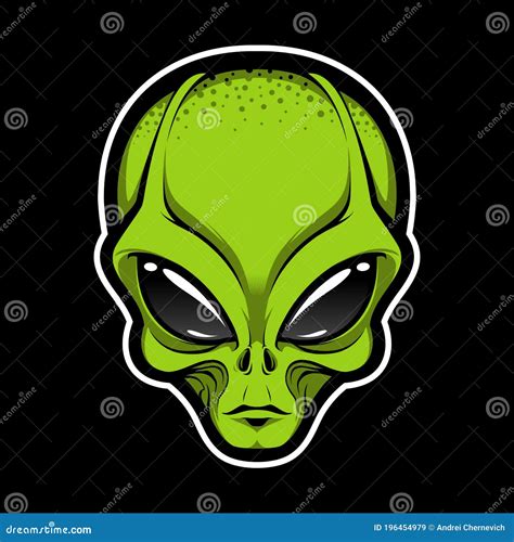 Alien Face Tee Stump Humanoid Martian Head Print Stock Vector