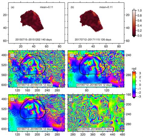 The Coherence And Differential Interferograms For The Pairs Of Two