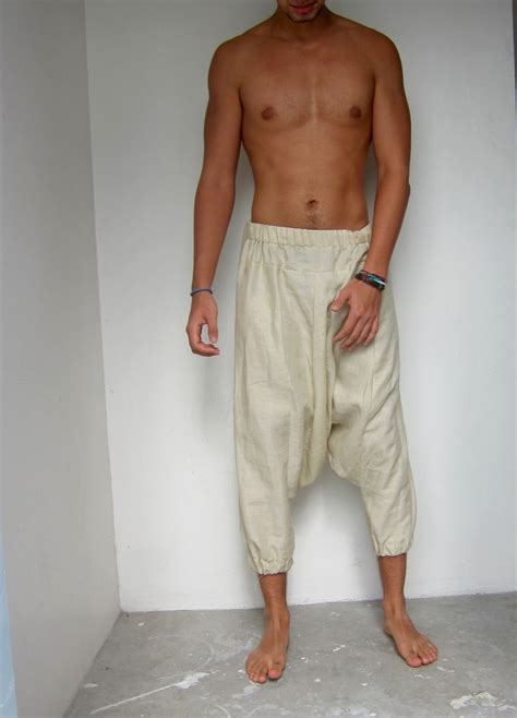 Washed Linen Harem Pants In Natural French Linen Wide Linen Thai