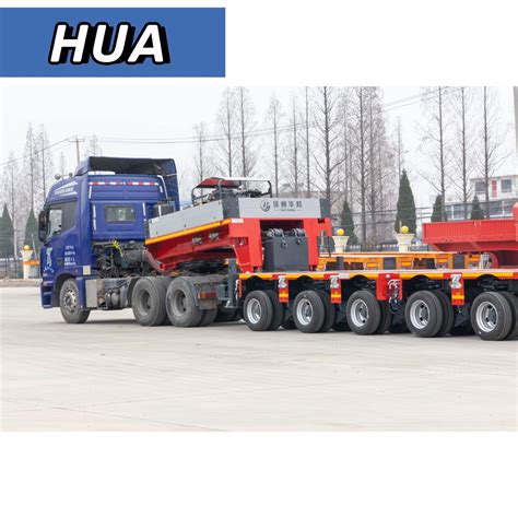 16 Axles in 8 Lines Heavy Duty Low Bed Loader Truck Trailer 180tons