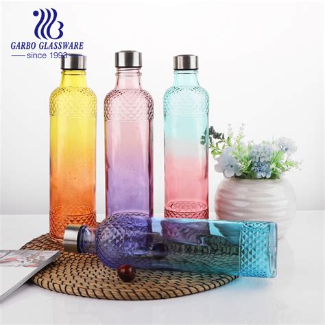 Cheap Price Colored Glass Water Bottle with Sealed Lid Spray Color - China Glass Bottle and ...