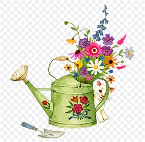 Watering Can With Flowers Clipart