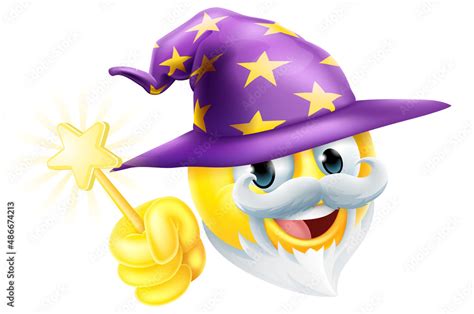 Wizard Emoticon Face Emoji Cartoon Icon Stock Vector | Adobe Stock