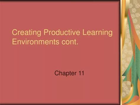 Ppt Creating Productive Learning Environments Cont Powerpoint Presentation Id6660846