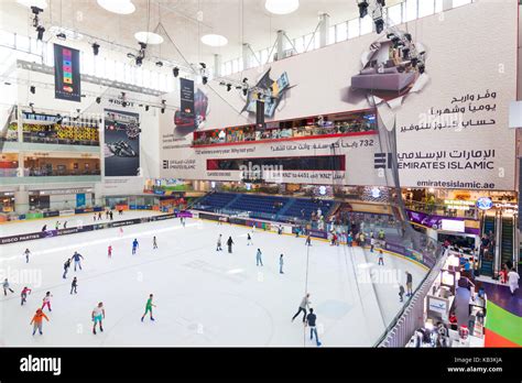 UAE, Dubai, Downtown Dubai, Dubai Mall, interior, ice skating rink ...