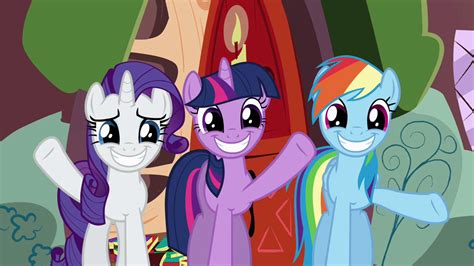 Rarity Twilight And Rainbow Dash Waving Goodbye My Little Pony