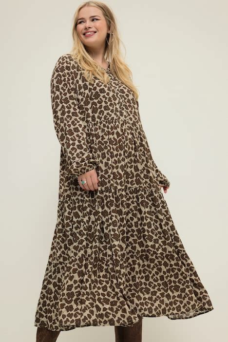 Leopard Print Tiered Long Sleeve Maxi Dress More Dresses Dresses