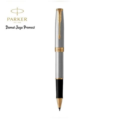 Jual Pulpen Parker Sonnet Ss Gold Silver Original Trim Roller Ball