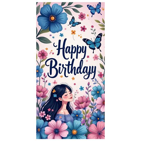 luufilx floral happy birthday banner  butterflies  party