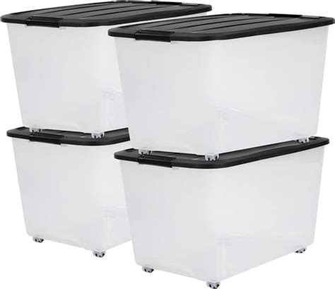 Iris Ohyama Boîtes de rangement plastique de 70L Lot de 4 Sans BPA