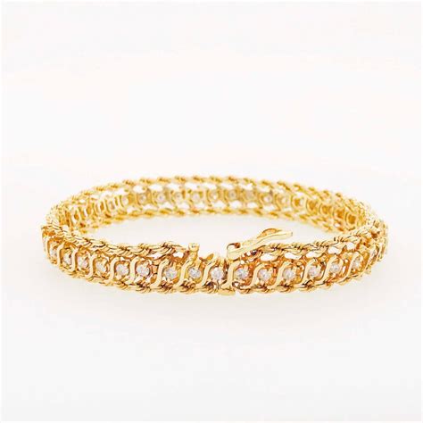 Diamond Tennis Bracelet 1 50 Carat Diamond 14 Karat Gold Rope Chain