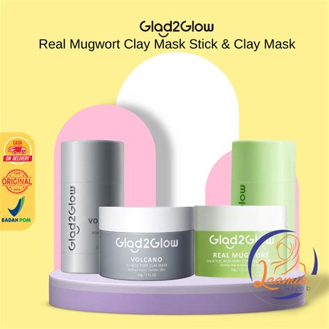 Jual Glad2Glow Real Mugwort Clay Mask Stick Clay Mask Acne Mask