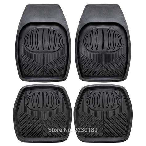 Rubber Floor Mats 4pc Full Set Deep Dish Heavy Duty Deep Dish All Weather Protection Universal