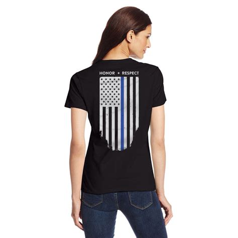 Slim Fit Womens Shirt Thin Blue Line Honor Respect Thin Blue Line Usa