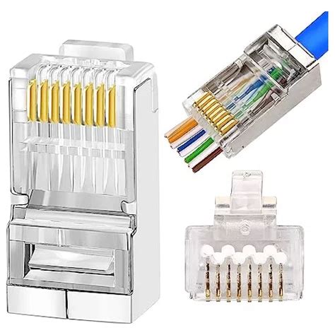 Conector Cat6 Ez Rj45 Metálico Blindado Terminales Red V y T Computación