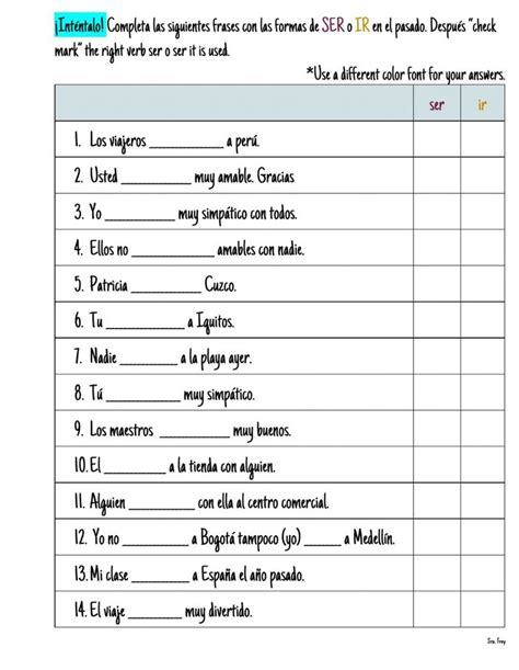 Spanish Verb Ir To Go Worksheets