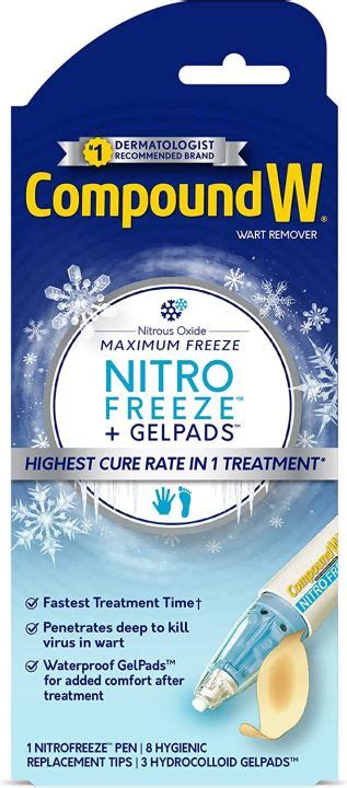 Compound W Wart Remover Maximum Nitro Freeze Gelpads 1 Nitrofreeze