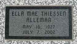 Ella Mae Thiessen Alleman M Morial Find A Grave