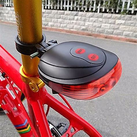 Super Deal 5 LED 2 Laser Bike Light 7 Flash Mode Cycling Safety Bicycle