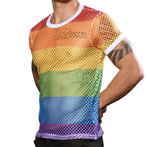 Andrew Christian Pride Mesh Stripe T Shirt Rainbow Inderwear