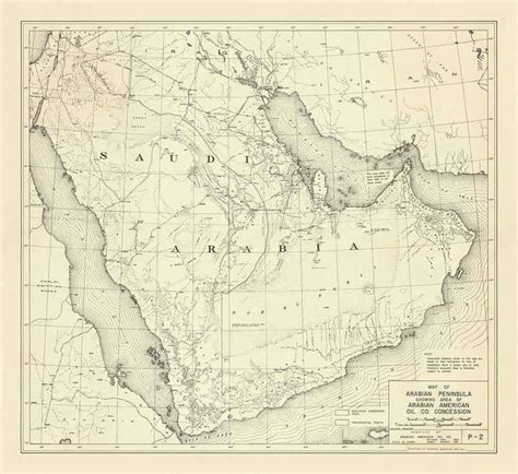 Old Aramco Map 1953 First Arabian American Oil Company Map Saudi