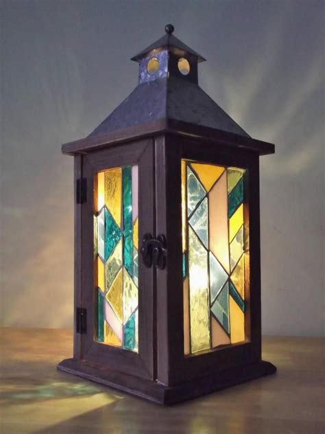 Candle Lantern Stained Glass Mosaic Hanging Light