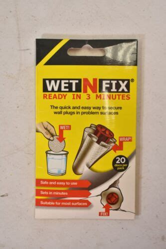 WetNFix Wet N Fix Quick Wall Fixture 20 Disc Pack Fixes Loose Anchor Or