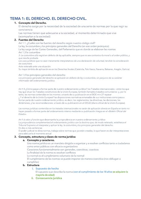 Derecho Civil Tema 1 Tema 1 El Derecho El Derecho Civil 1