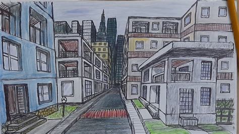 Comment Dessiner Une Ville En Perspective De 1 Point De Fuite Youtube