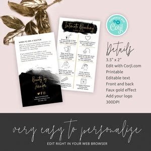 Intimate Bleaching Aftercare Template Custom Bikini Brightening Care Card Printable