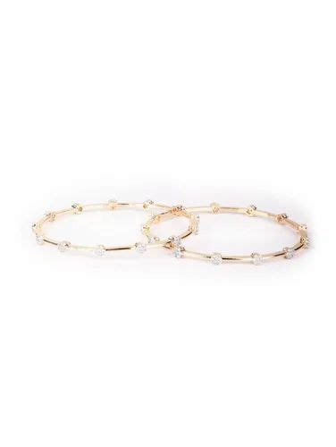 Women Set Of 2 American Diamond Rose Gold Plated Bangles Set At Rs 810