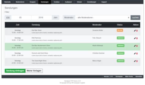 Sendeplan Script inkl Wunsch und Grußbox Kick System PHP Resource