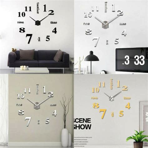 Modern DIY Analog 3D Mirror Surface Large Number Wall Clock Sticker