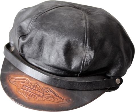 Vintage Harley Davidson Leather Cap Biker Hat By Harley Davidson Shop