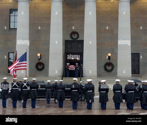 U S Marine Corps Honor Guard Escort The Casket Of Astronaut And Former