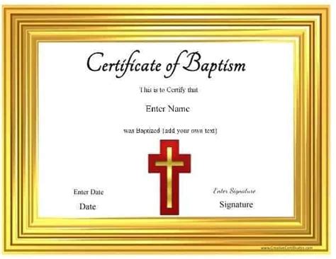 Free Printable Baptism Certificate | Customizable